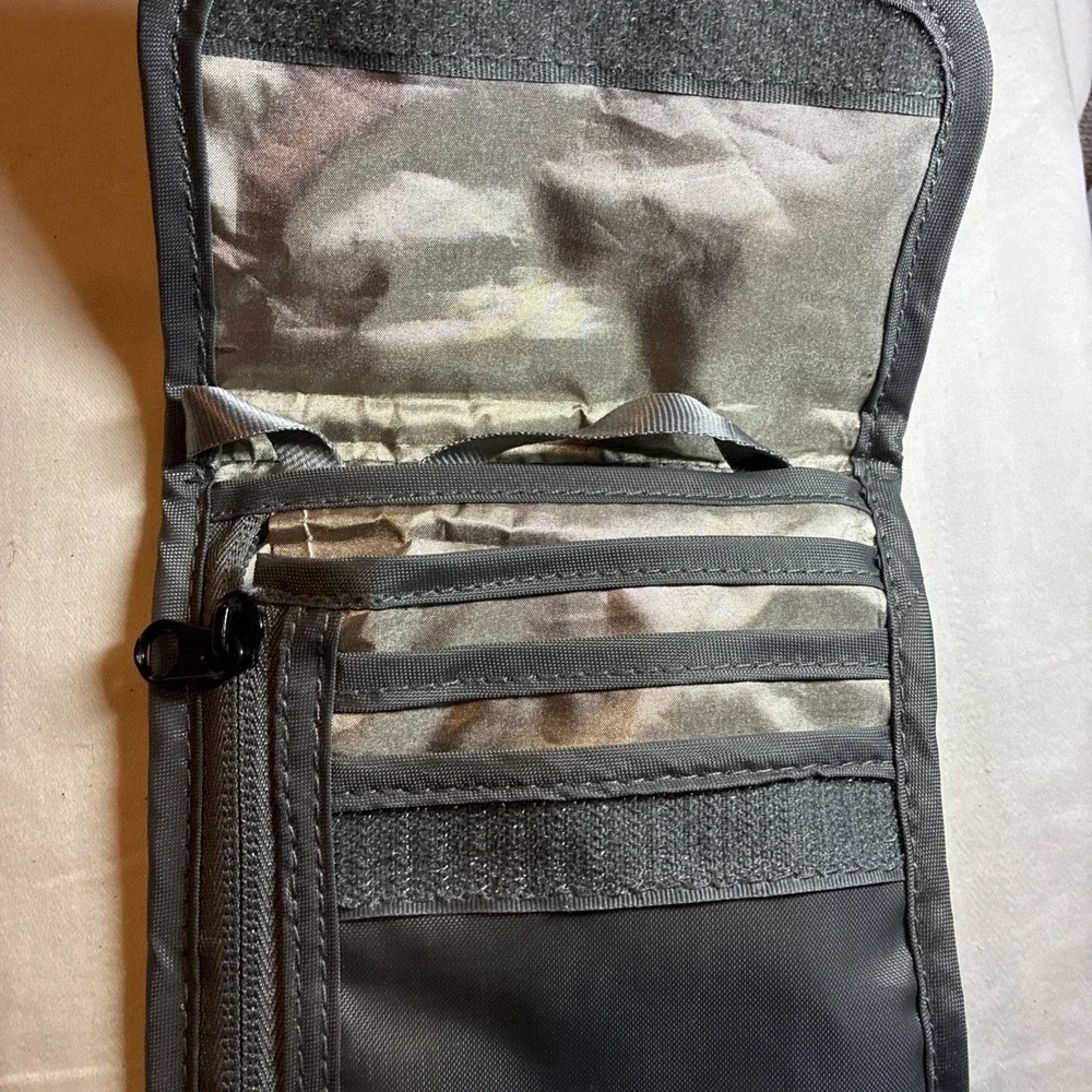 P. Travel-Ultra Slim Design Passport Wallet Holder Organizer w/RFID Gray W/Strap